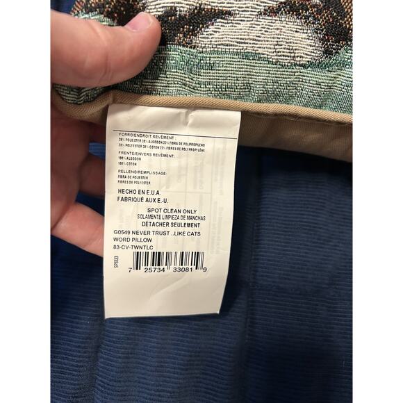 Vintage Cat Tapestry Pillow Never Trust Anyone Who Doesn't Like Cats 11X8 New - Picture 5 of 7